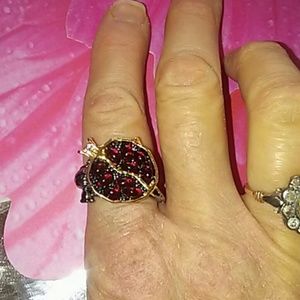 Gold over sterling silver red garnet pomegranite r